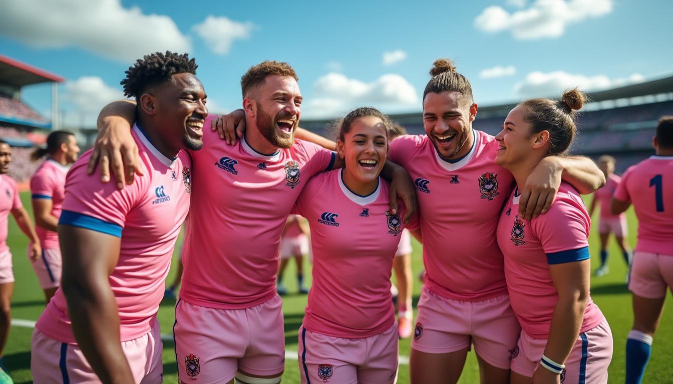 découvrez le premier maillot rose du stade français, un symbole fort d'engagement et de fierté qui célèbre la diversité et l'inclusion dans le sport.